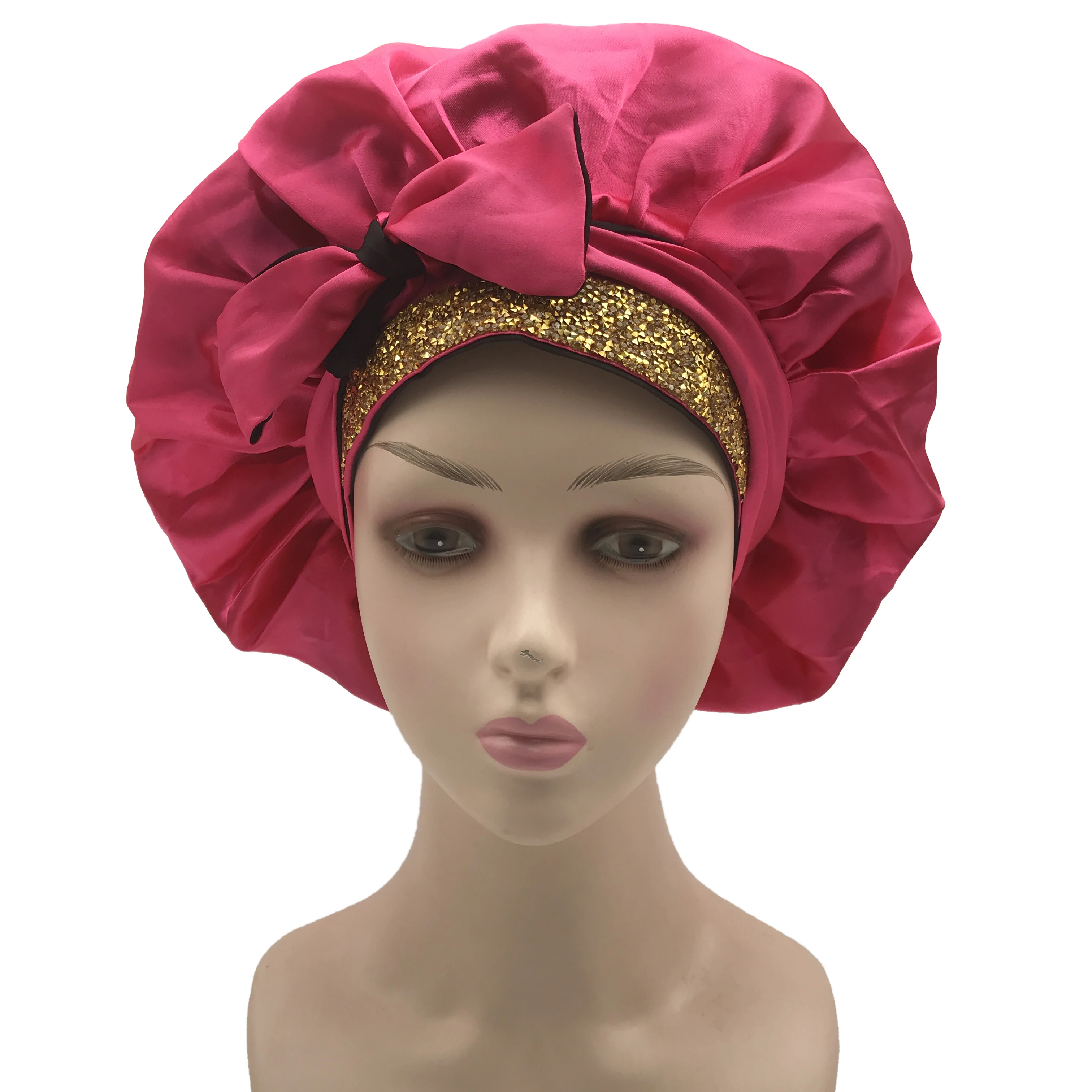 Wholesale Bonnets Vendor Digital Printing Custom logo Bonnet Durag Rhinestone Head Bonnets