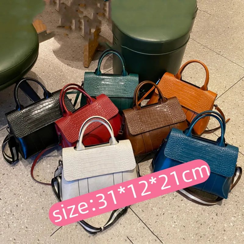 Latest Designer Custom Large Genuine Leather Embossed alligator Women Shoulder Office Bags Purse and Handbags