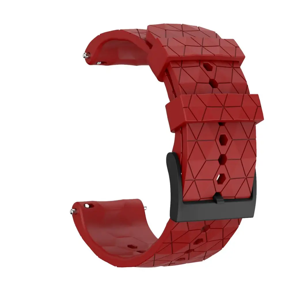 24mm Football Pattern Rubber Silicone Stainless Steel Buckle Watch Band Strap for Suunto 9 Baro Copper / SUUNTO 9
