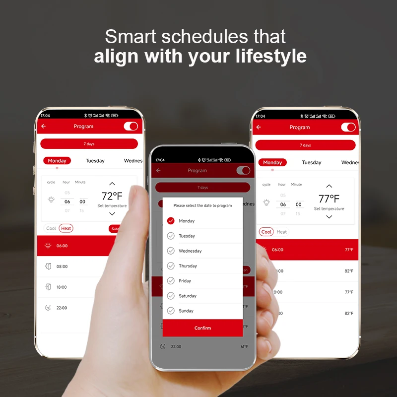 Smart Wifi Heat Pump Thermostat, 24V, Compatible with Alexa, Google Home, Tuya App, OEM/ODM