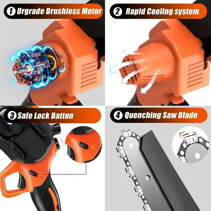 Mini Best Electric Cordless Small Handheld Chain Saw with Rechargeable Battery 6 inch Mini Power Chain Saw for Yard Work