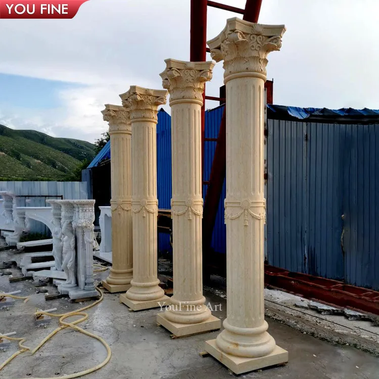 White Stone Columns Stone Pillars Tiles Marble Pillars Design