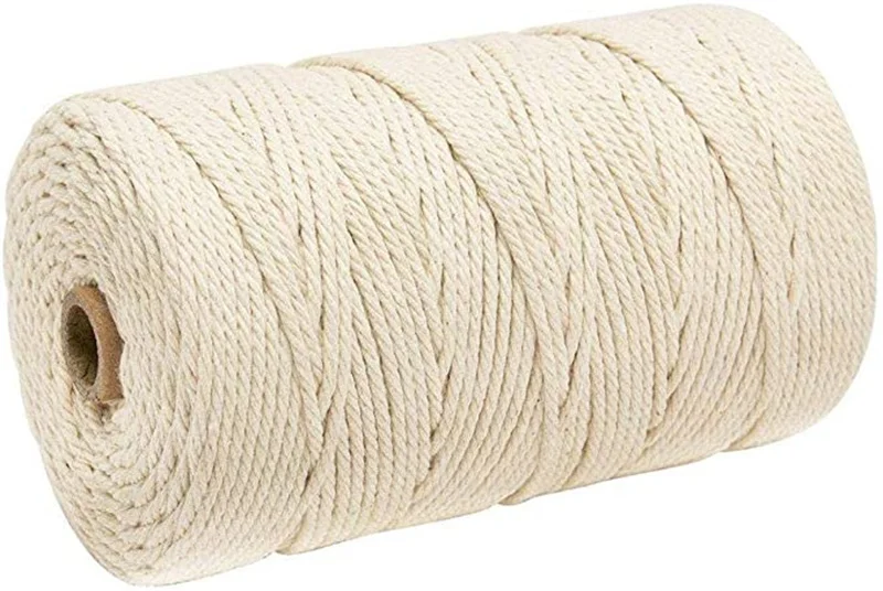 Economic 1mm to 10mm Recycled cotton rope 4 Ply Twisted Macrame cord for Fiber Art