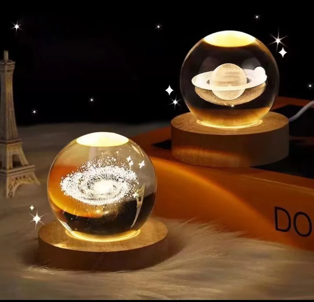 3D Art Crystal Ball Night Light Светящийся USB 5V 12V Светодиодный ночник Украшение рабочего стола