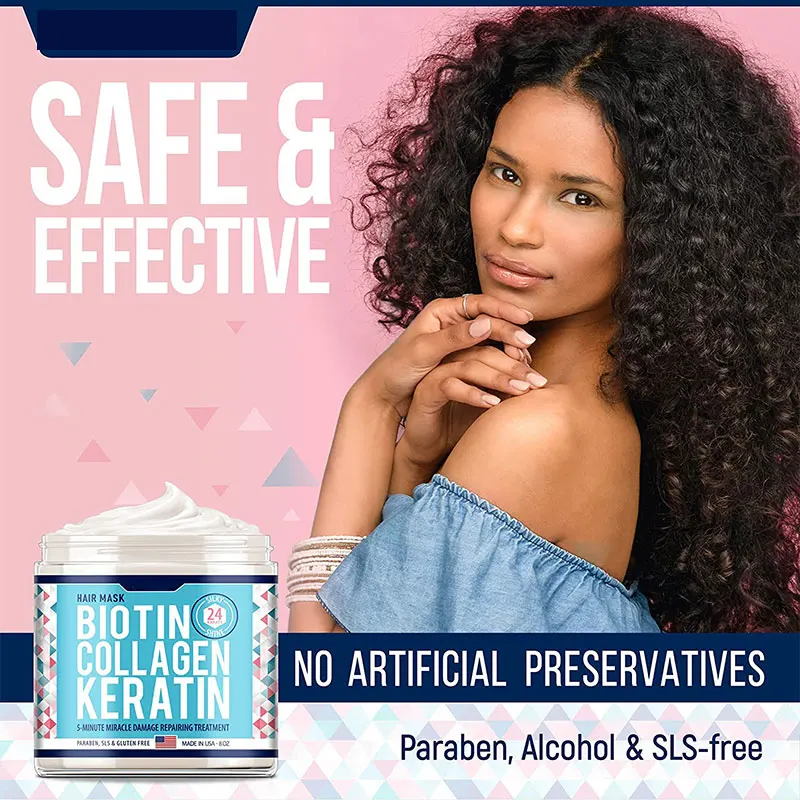 Natural Hair Mask with Collagen and Biotin for Dry Damaged Hair and Growth Deep Conditioning Dry Hair Treatment Mask