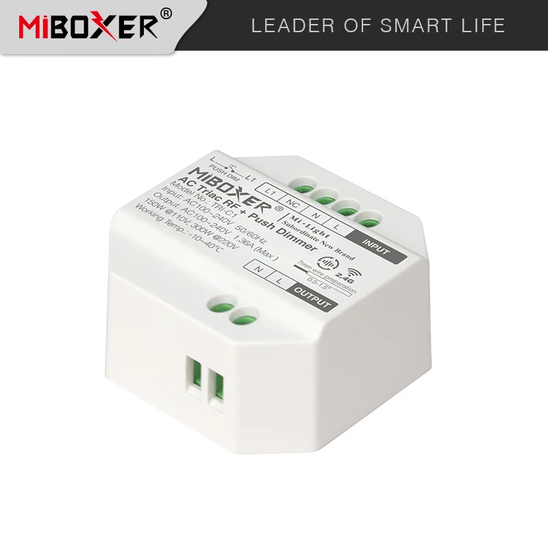 Световой диммер Miboxer Mi Light радиочастотный + нажимной с задней кромкой 100 ~ 240 В переменного тока Wi-Fi переменный ток голосовым управлением Одноцветный контроллер