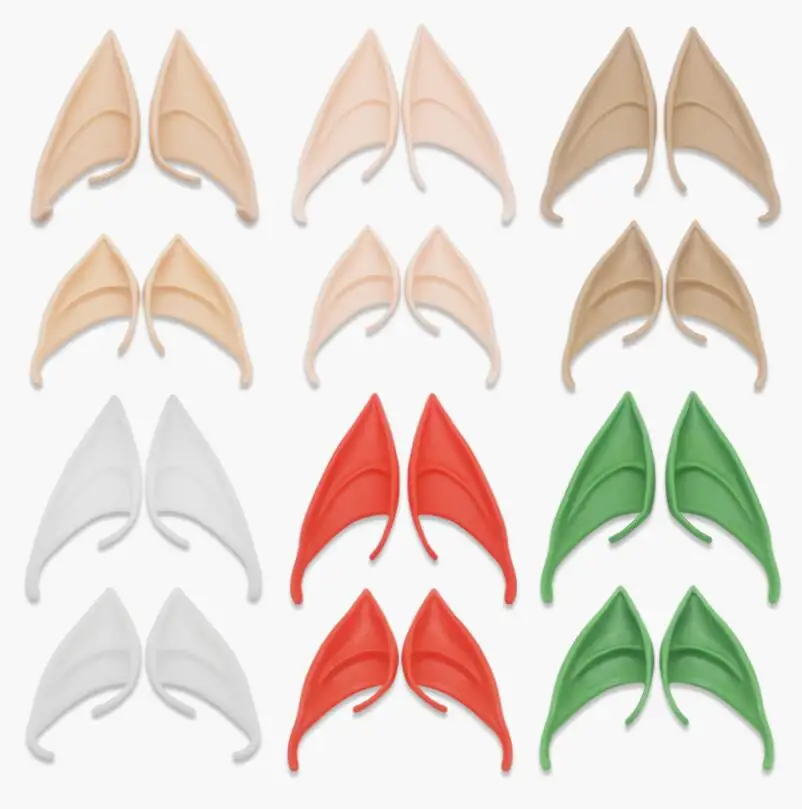 Halloween Latex 10cm 12cm Green Red Night Luminous Skin Elf Ears Cosplay