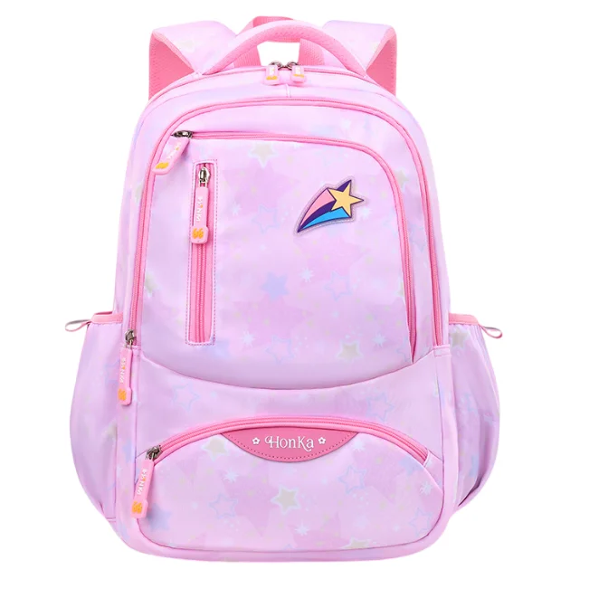 2024 fashion simple student school bag multi-layer easy to store large capacity portable shoulder bag