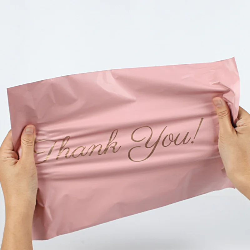 Cheap Custom Printing 100 Pcs Large Pink Flyers Plastic Courier Pe Mailing Bags Paw Print With Pocket