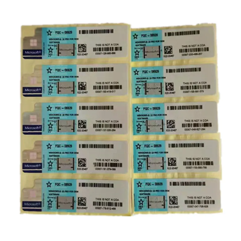 
100% оригинальная новая синяя наклейка COA для Windows 10 Pro OEM, текущий продукт, глобальная онлайн Активация 
