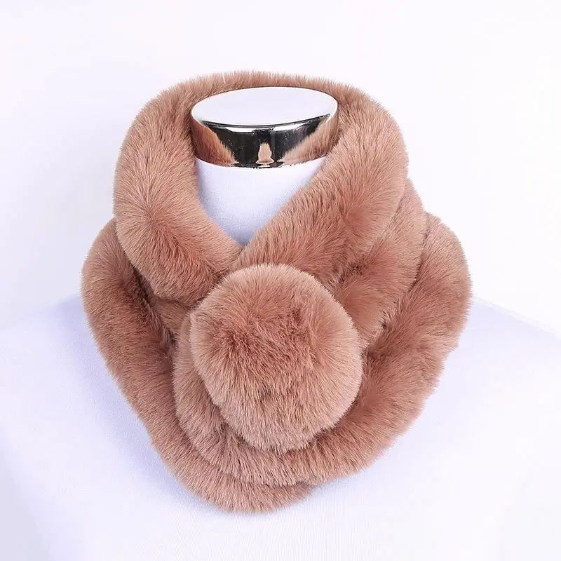 
Faux Fur scarf otter rabbit fur Scarves with three-tube neck thickened plush warm Scarves girl 