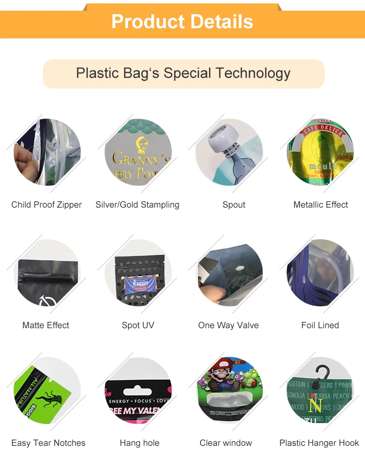 low moq custom zip bag golf glove ziplock plastic bag with hook hanger glove pouch packaging