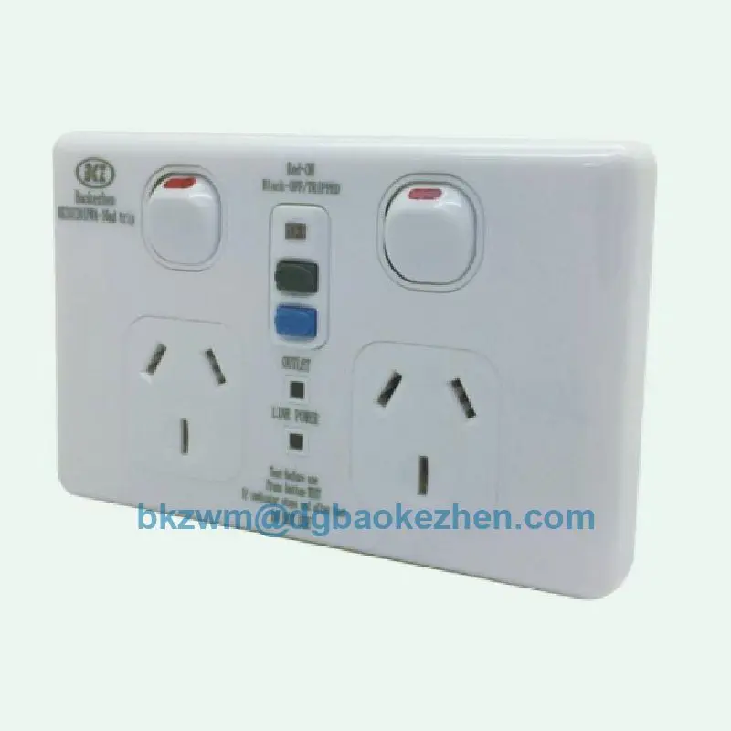 BKZ0230SPWA  Australia Twin  RCD plastic  Socket with switch