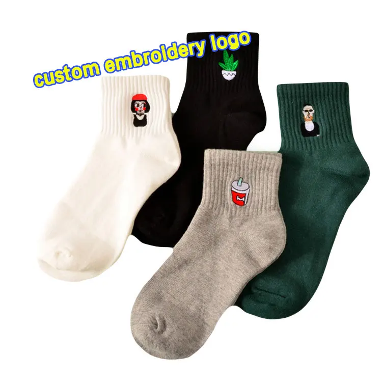  Многоцветный изготовленный на заказ женские логотип Socken хлопковые носки с вышивкой
