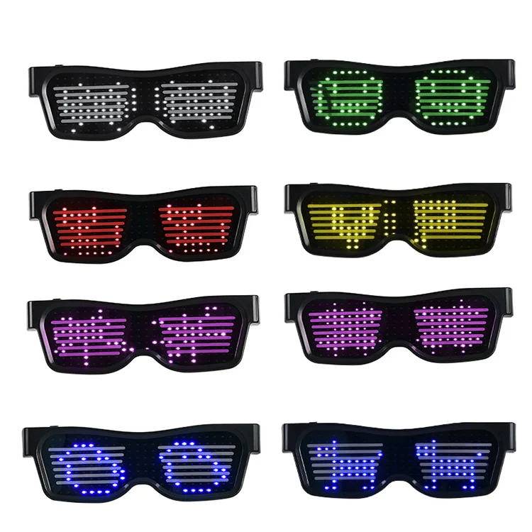 Custom Logo APP Control Programmable LED Luminous Animation Rechargeable magic LED message Glasses For DJ event crazy Party