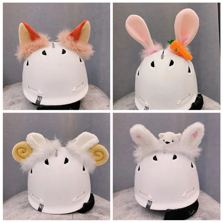 THC-8E002   Helmet decoration motorcycle ski plush fluffy cartoon animal ear detachable helmet decoration