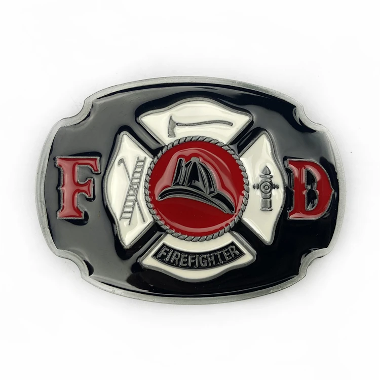 custom fashion 40mm firefighter supplies belt buckle zinc alloy chrome plate high polished pin buckle for men