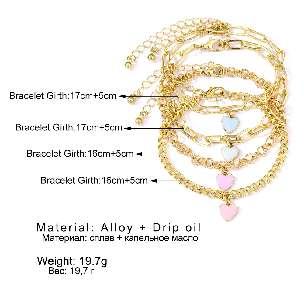 Personalized Thick Chain Bracelet Gold Shiny Chain Bracelet Set Jewelry Trendy Women Girls