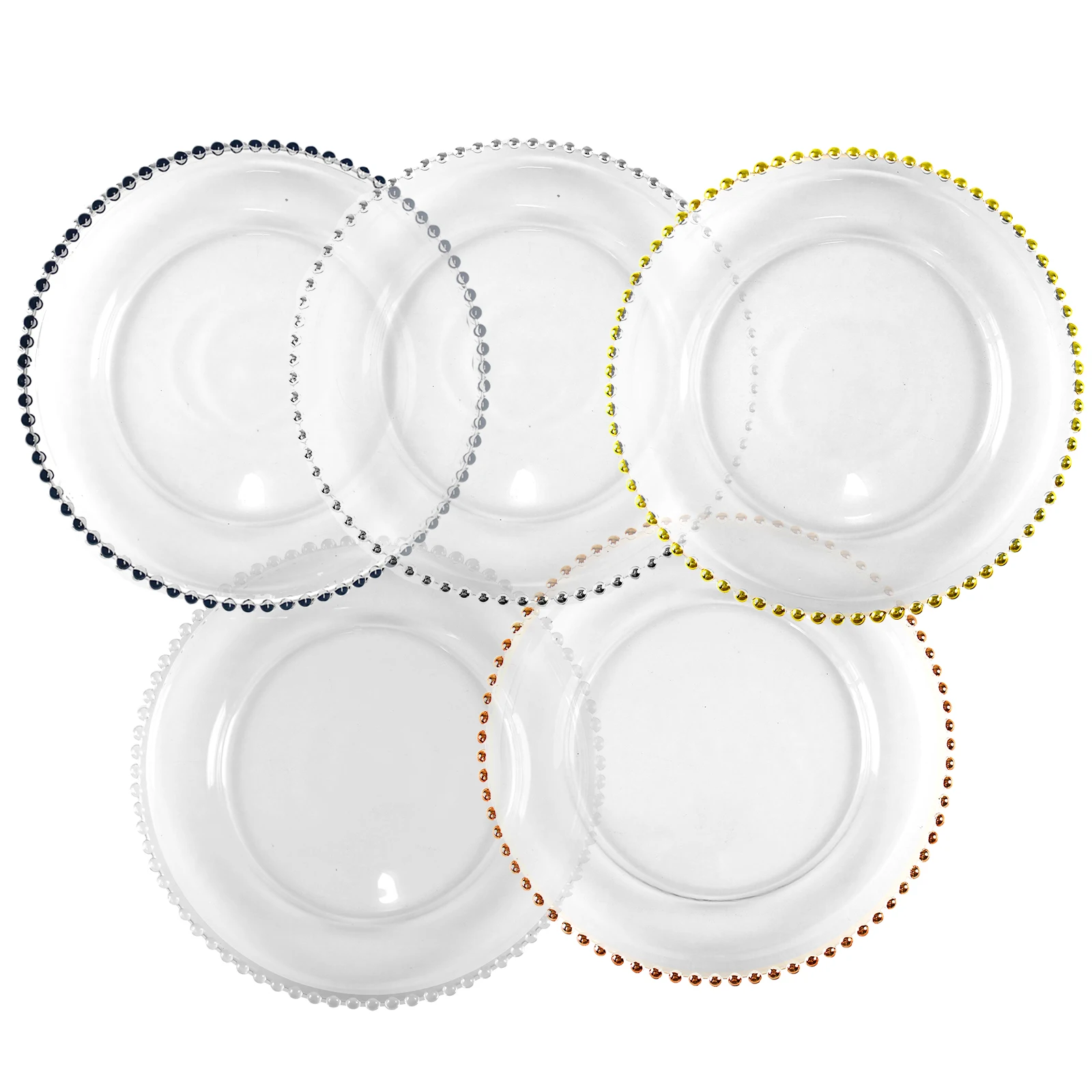 13 Inch Rhinestones Clear Bead Decorative Grape Glass plates Charger Plates For For Wedding Party Star Hotel Banquet Dinner