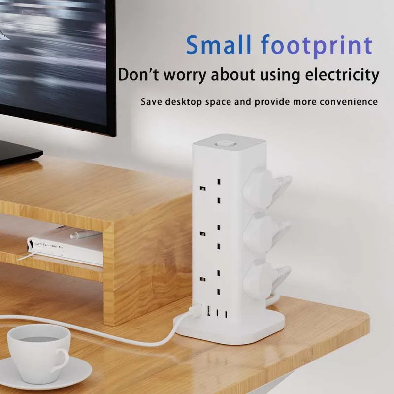 UK 3 PIN Multi Plug 13A Heavy Duty Children Safety Door Socket Desktop Meeting Room A+C Port Power Extension Lead Socket