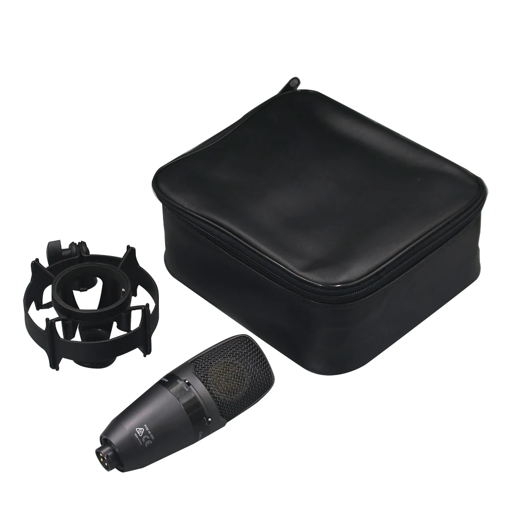 PGA27 Wired Large Diaphragm Condenser Microphone with XLR Connector Shock Mount Streaming/Karaoke/Recording Portable Microphone