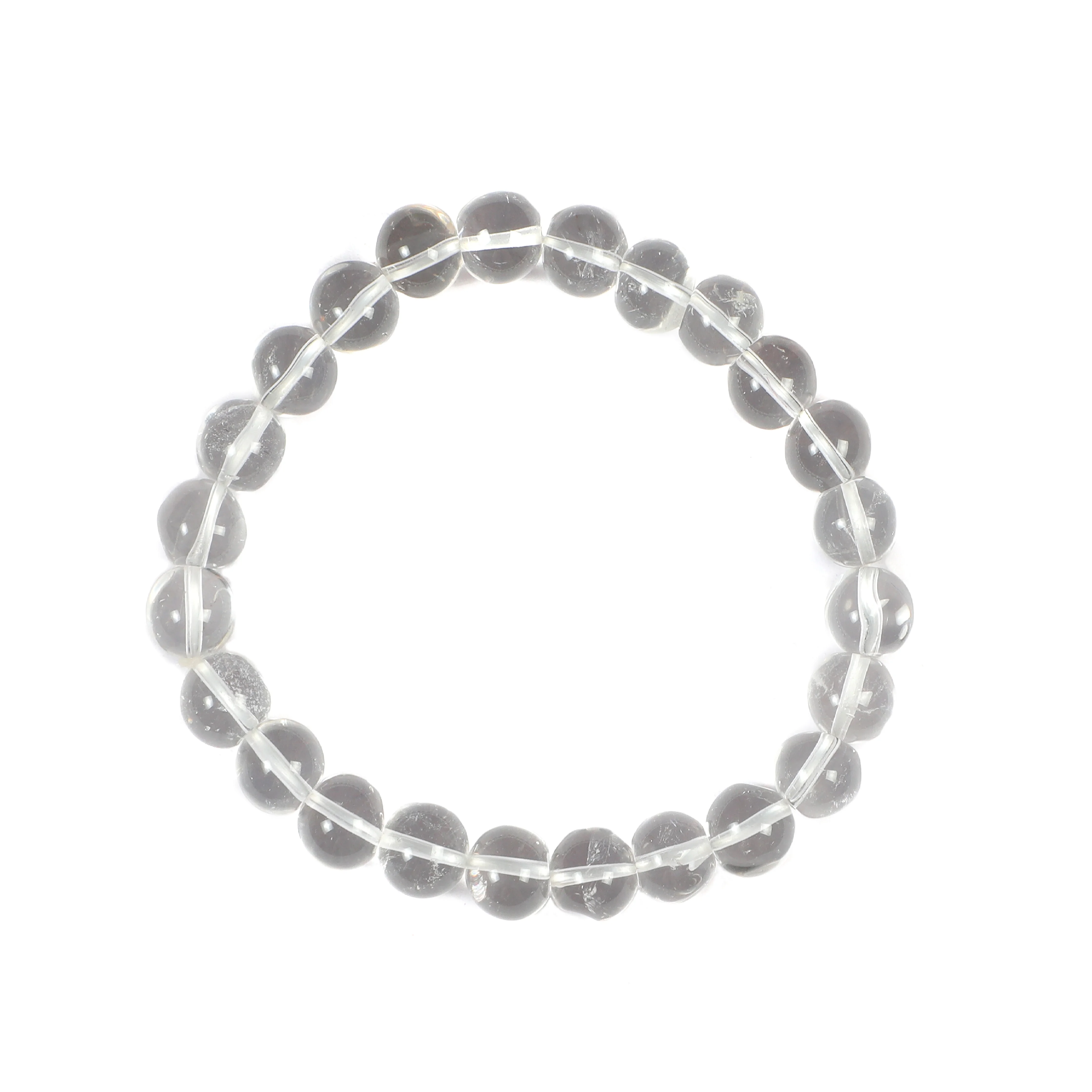 Clear Quartz GemStone Round Beaded Bracelet 8 MM Protective Bracelet Handmade Jewelry Gift for Men & Women