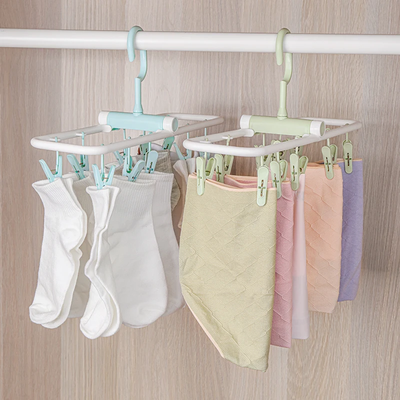 Foldable Laundry hanger with pegs 10 Custom Square Plastic Hanger for Socks and Clothes