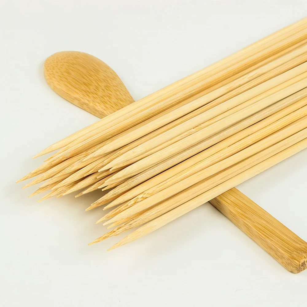 Natural Bamboo Round Bbq Disposable 2.5mm 30cm Skewer Sticks Barbecue Stick With Bamboo Skewers