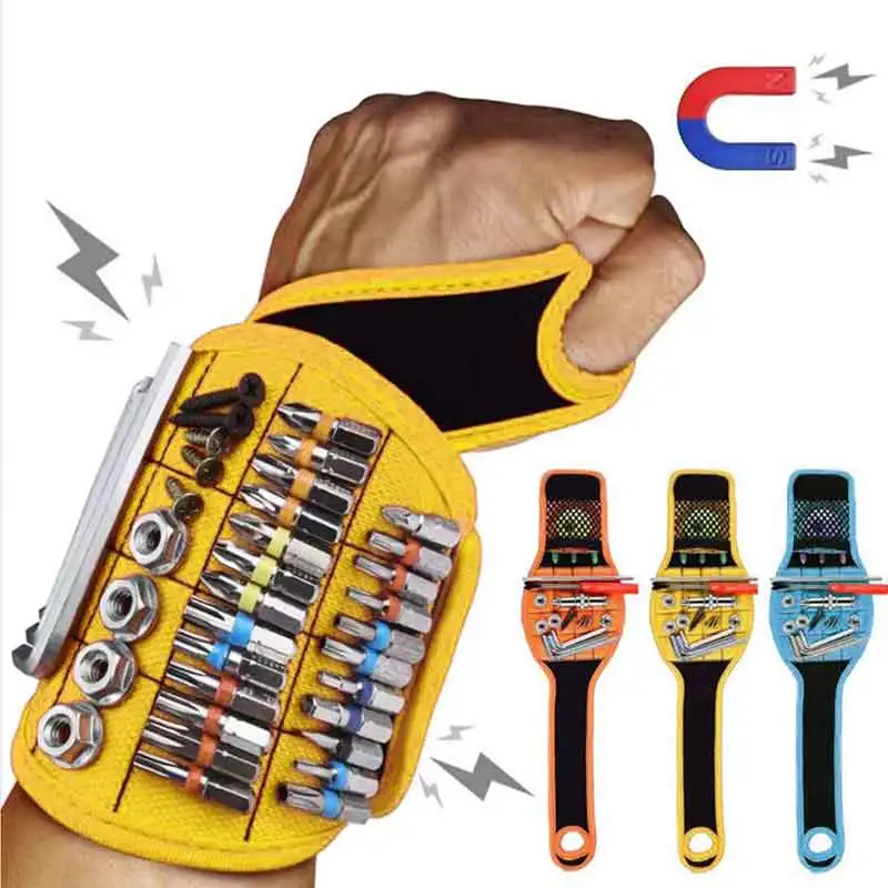 16Magnetic Wristband with Strong Magnets Holds Nails Drill Bit Gift for Father Boyfriend. Belt Screw Holder Tool Storage Wrist