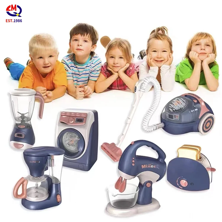 Simulation Kids Family Pretend Role Play Plastic Kitchen Toy Mini Pretend Washing Machine Household Appliances Toy Set