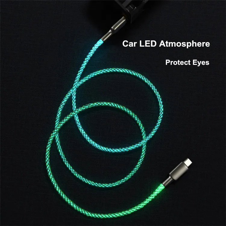 High Quality LED Shining USB Type-C Data Cable Mobile Phone Charging Cables for iPhone for Samsung Cell Phone Charging Cables