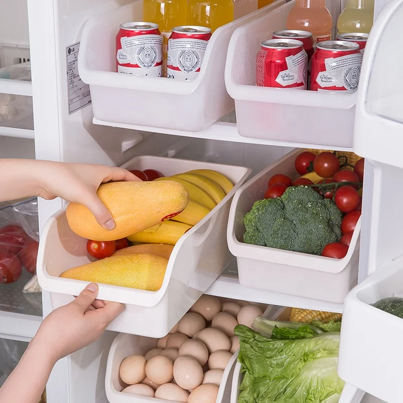 
Plastic Kitchen Pantry Cabinet Refrigerator or Freezer Food Storage Bins Organizer for Fruit Yogurt Snacks Pasta - Food Safe 