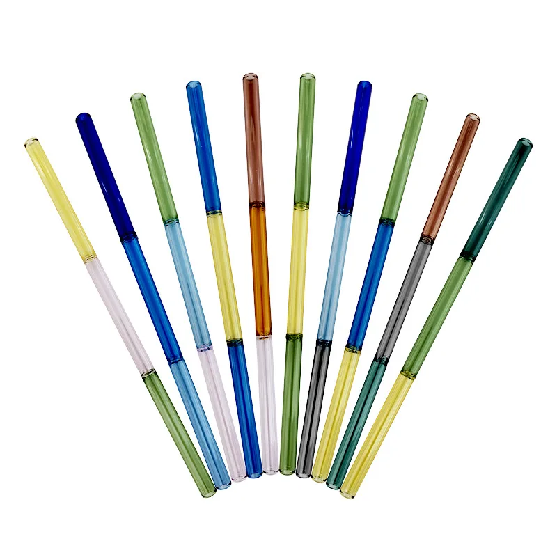 Reusable Drinking Straw Borosilicate Glass Straw Wavy Colorful Straw Bar Tool Party Accessory