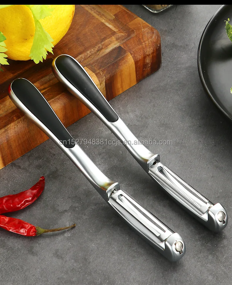2022 Amazon Hot Sell Two Way Potato Stainless Steel Peeler Kitchen Vegetable Peeler Fruit Wide Swivel Blade and Non Slip Grip