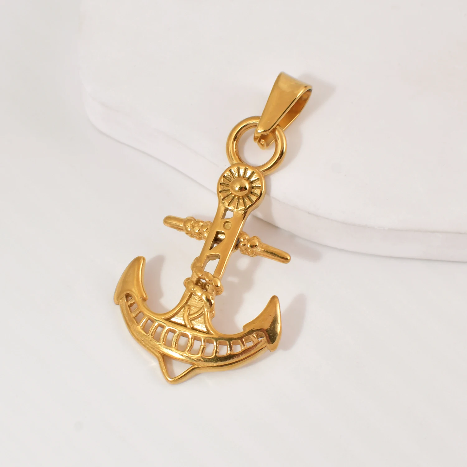Tarnish Free Prayer Hand Jesus Snake Compass Anchor Pendant Christian Jewelry Stainless Steel Gold Charms for Jewelry Making
