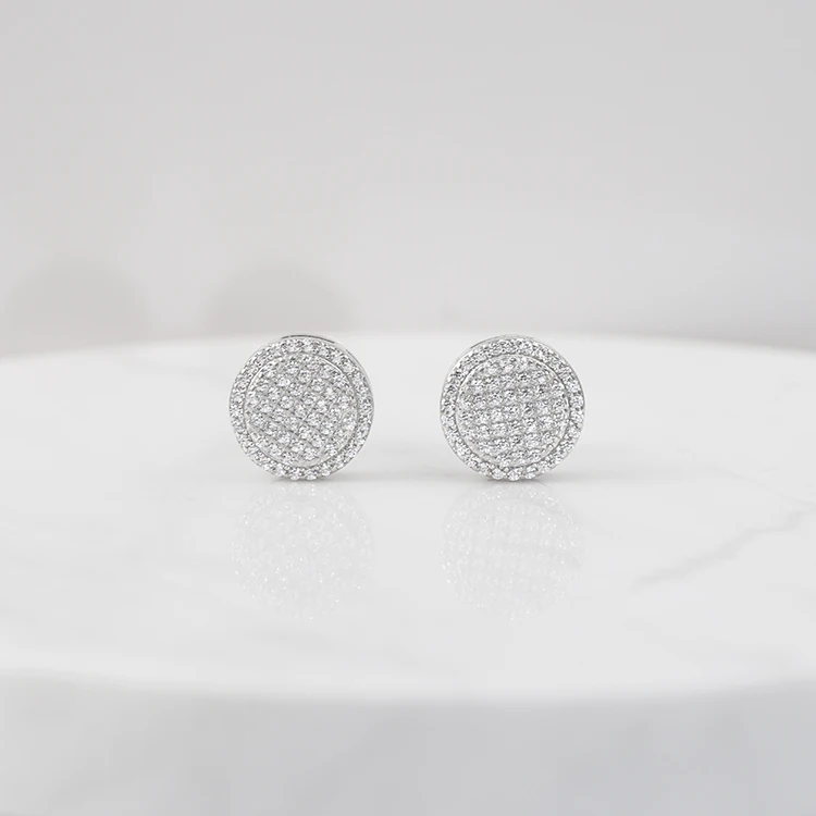 Pass diamond tester 11 mm wide hip hop earring stud jewelry classic925 sterling silver vvs diamond D moissanite stud earrings