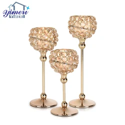 Crystal Ball Candle Holder for Centerpieces Gold Pillar Metal Luxury 5 Size 50 Gold Silver Plating European Style Weddings