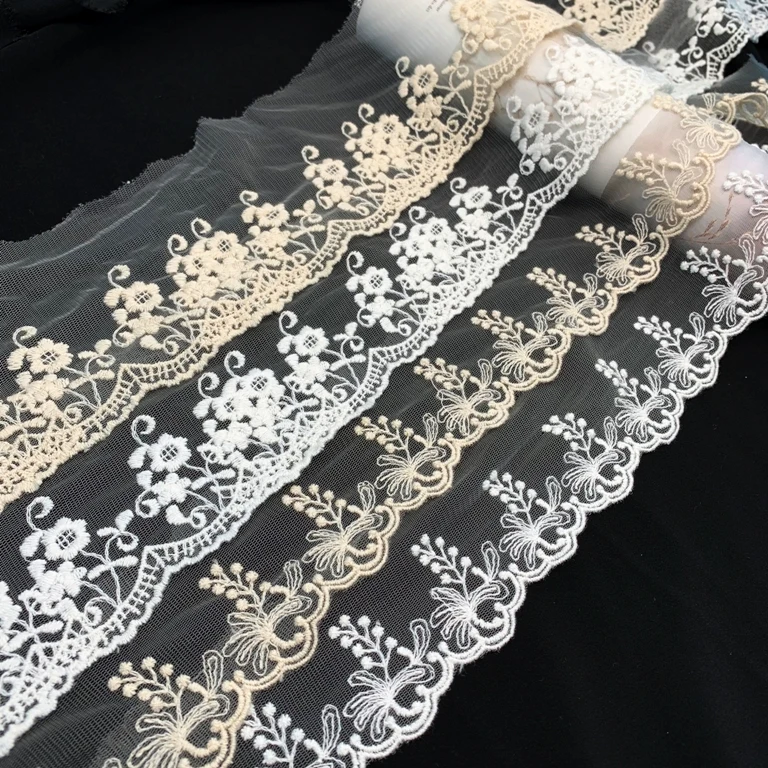 China factory wholesales good quality white wedding lace fabric lace material embroidery latest voile lace