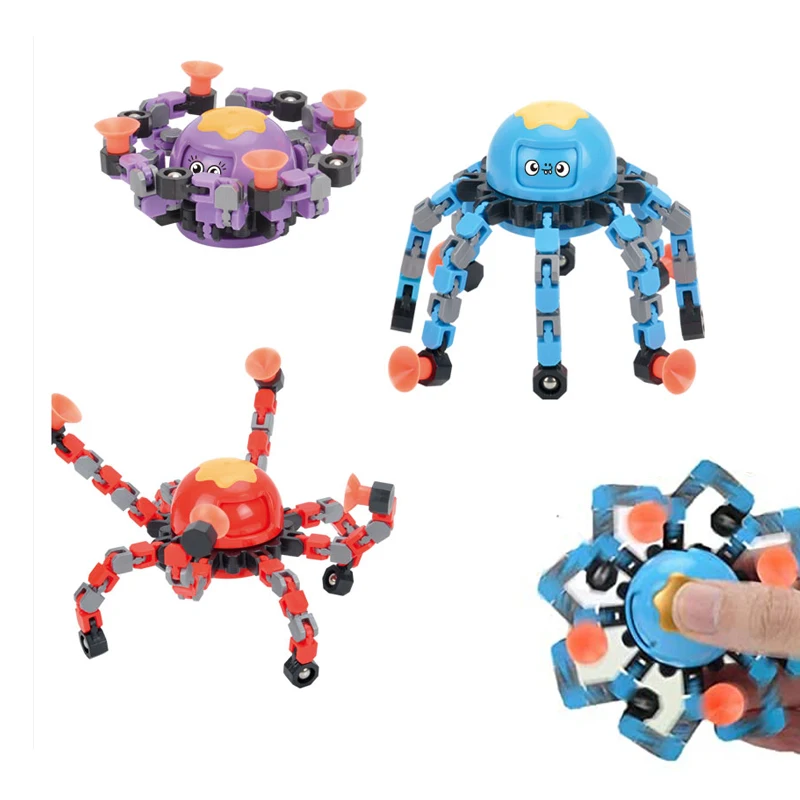 Kids Octopus Mechanical Gyro Decompression Chain Deformation Toy Fingertip Gyro Spinner Transformable Fidget Finger Spinner Toys