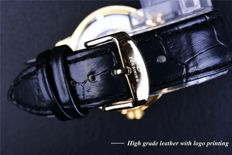 FORSINING GMT838 Men Wrist Luxury Stainless Steel Wristwatch Skeleton Automatic Mechanical Watch
