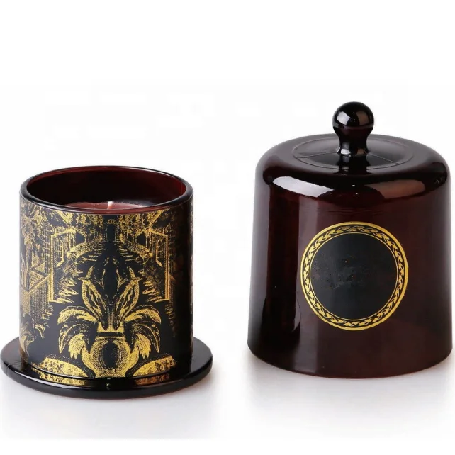 Premium 150ml 350ml 700ml colorful empty glass jars candle with glass lid