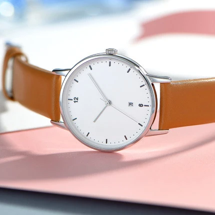 Cheap Men Sport Quartz Watch Minimalistwatches Week And Date Chronograph Watch Fashion Leather Strap Watch For Boy