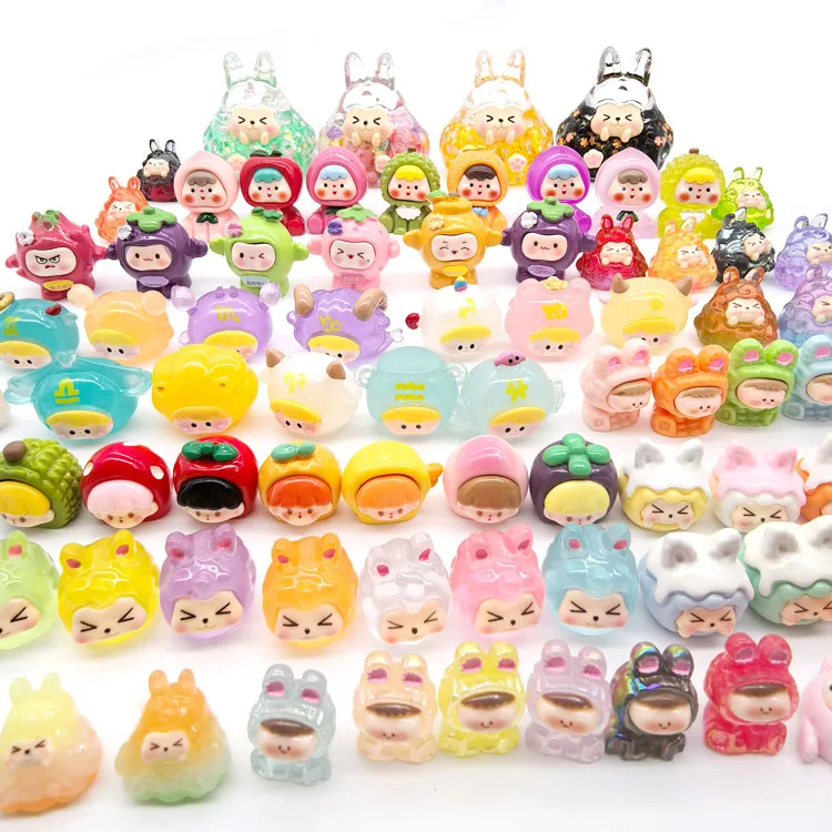 cartoon kid cute kawaii resin luminous objects glowing rabbit miniature decorative model 3d mini animals lucky bag children toys