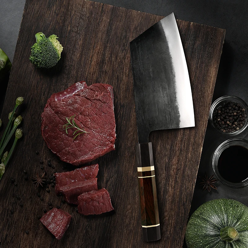 custom hand forged high carbon steel chef knife professional butcher knife with wood handle