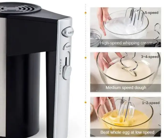 High Quality Electric Egg Beater Multi-functional 5-speed Whisk Home Kitchen Small Appliance Factory Price