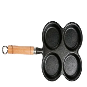 Factory Sell Direct Square Shape 4 cups iron cast non stick omelet frying pan