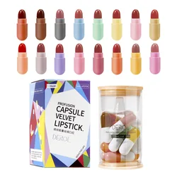 Long Lasting Cute Capsules Matte Velvet Lipstick Set High Soft Pill Lipstick Mini Nude Red Lip Stick Makeup Set for Women Girl