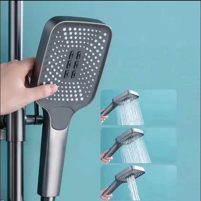 High Quality Gun Grey Stainless Steel Shower Set 5-Year Warranty Modern Hot Cold Rain Shower Faucet Hand Wash Bathroom Basin