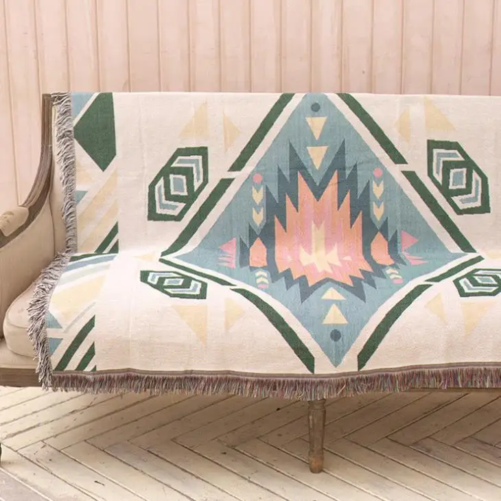 Custom personalized jacquard woven tapestry blanket cotton woven decor blanket