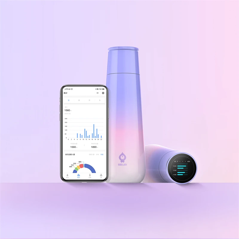 Customize TFT Temperature Display Smart Water Bottle Stainless Steel Vacuum Flask Thermos Bottle